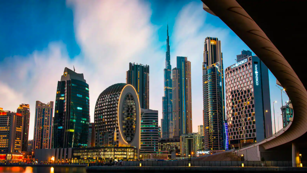 dubai buildings view from lake side